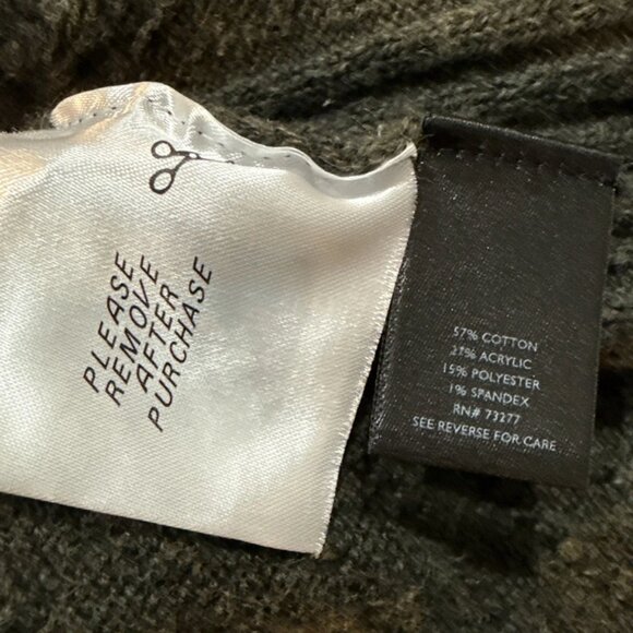 Simply Vera Wang Olive Green Chunky Wrap Poncho S Sweater Lagenlook Flowy Ribbed - Picture 9 of 9